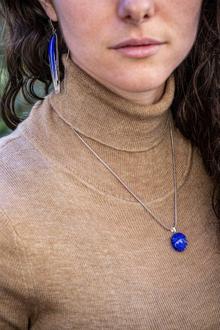 Boucles d'oreilles "Eclat de verre" bleu