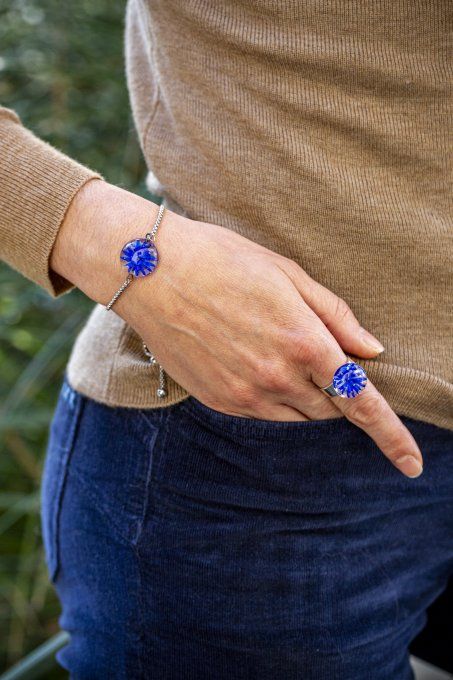 Bague "Eclat de verre" bleu