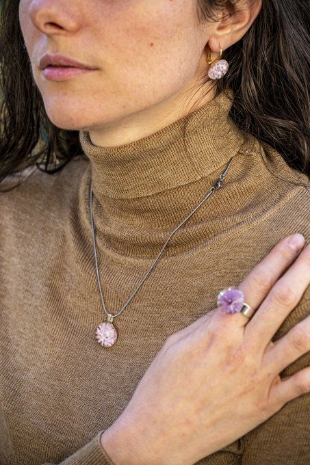 Boucles d'oreilles "Eclat de verre" rose