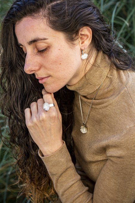 Boucles d'oreilles "Eclat de verre" blanc