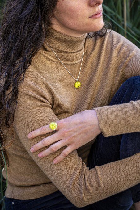 Collier "Eclat de verre" jaune 