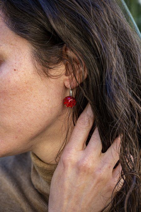Boucles d'oreilles "Eclat de verre" rouge