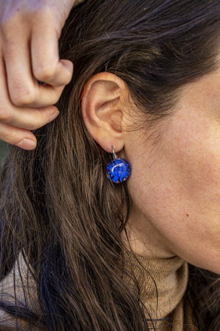 Boucles d'oreilles "Eclat de verre" bleu