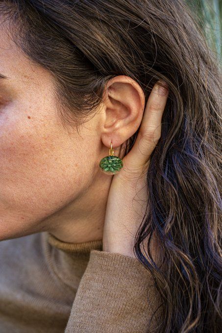 Boucles d'oreilles "Eclat de verre" vert
