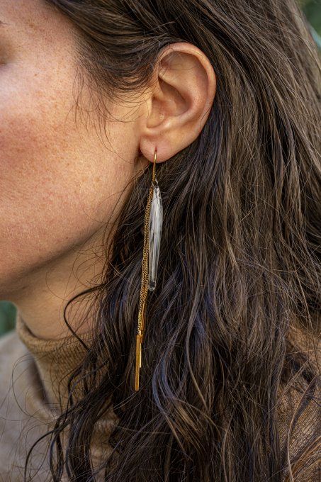 Boucles d'oreilles "Eclat de verre" blanc