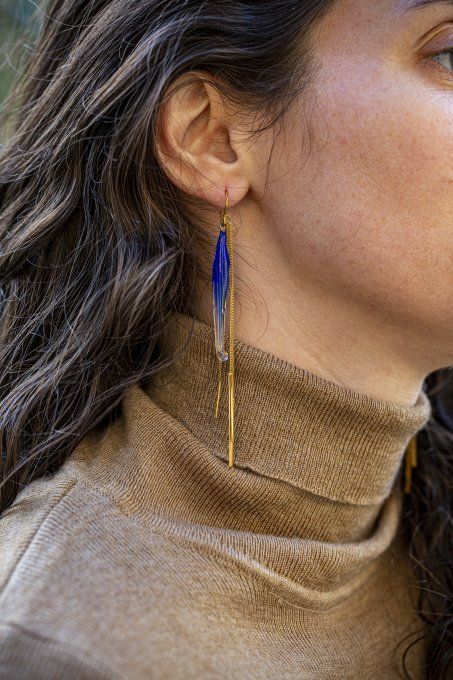 Boucles d'oreilles "Eclat de verre" bleu