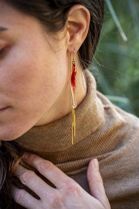 Boucles d'oreilles "Eclat de verre" rouge