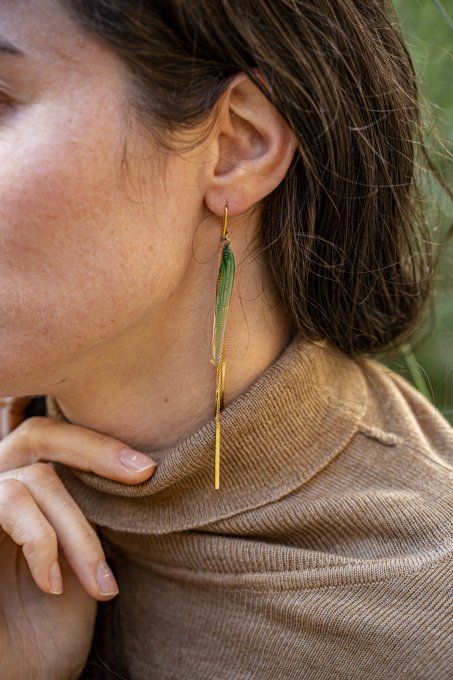 Boucles d'oreilles "Eclat de verre" vert