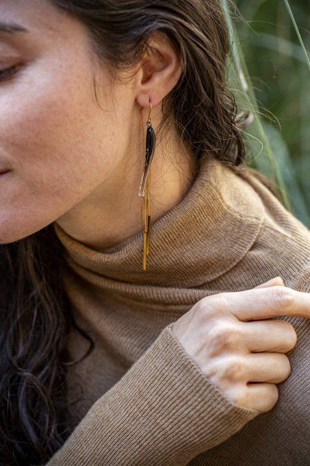 Boucles d'oreilles "Eclat de verre" noir