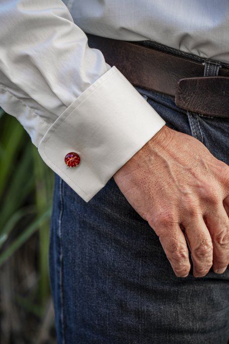 Boutons de manchettes "Eclat de verre" rouge