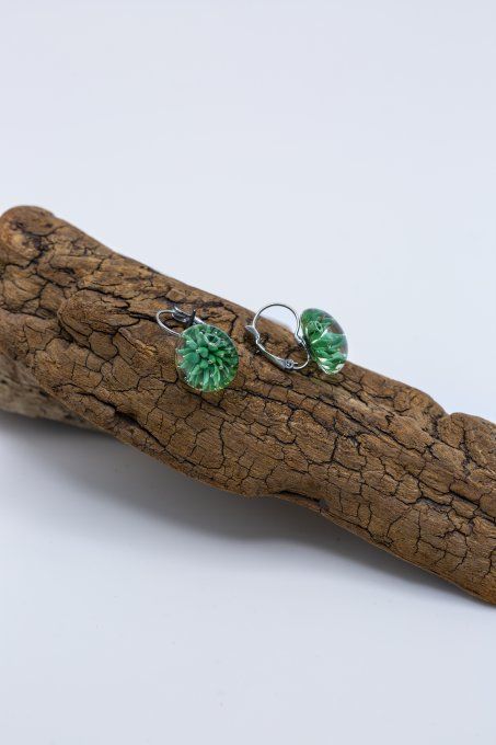Boucles d'oreilles "Eclat de verre" vert