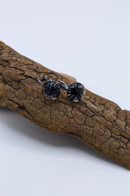 Boucles d'oreilles "Eclat de verre" noir