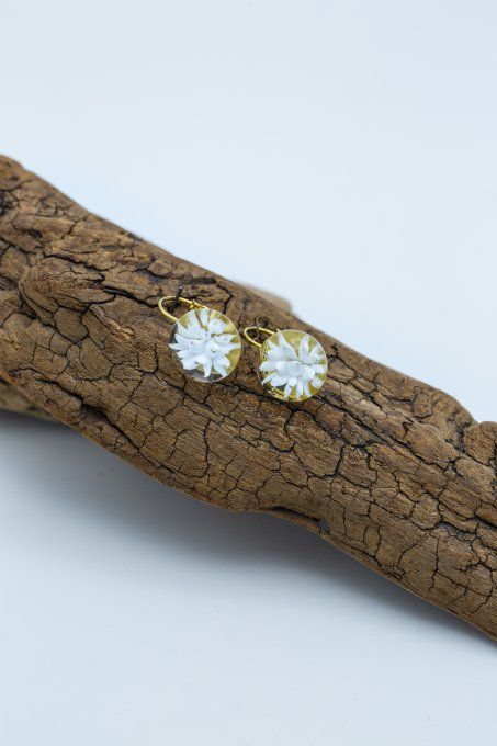 Boucles d'oreilles "Eclat de verre" blanc