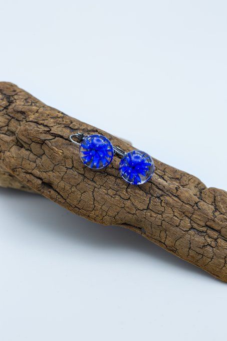 Boucles d'oreilles "Eclat de verre" bleu