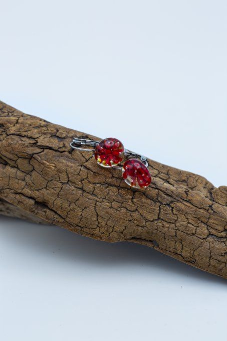 Boucles d'oreilles "Eclat de verre" rouge