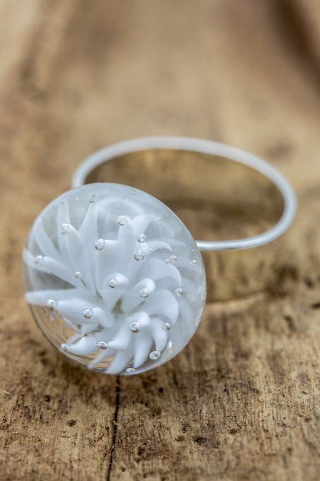 Bague "Eclat de verre" blanc