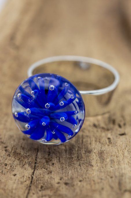 Bague "Eclat de verre" bleu