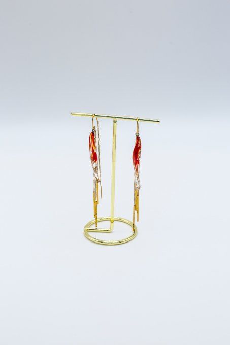 Boucles d'oreilles "Eclat de verre" rouge