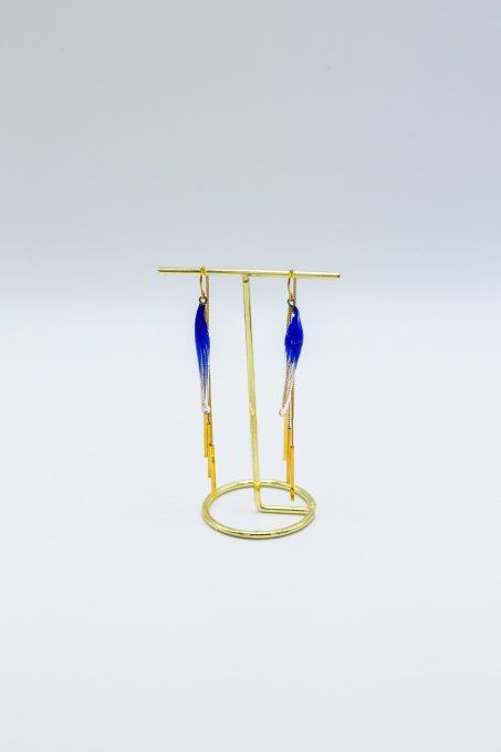 Boucles d'oreilles "Eclat de verre" bleu