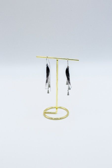 Boucles d'oreilles "Eclat de verre" noir