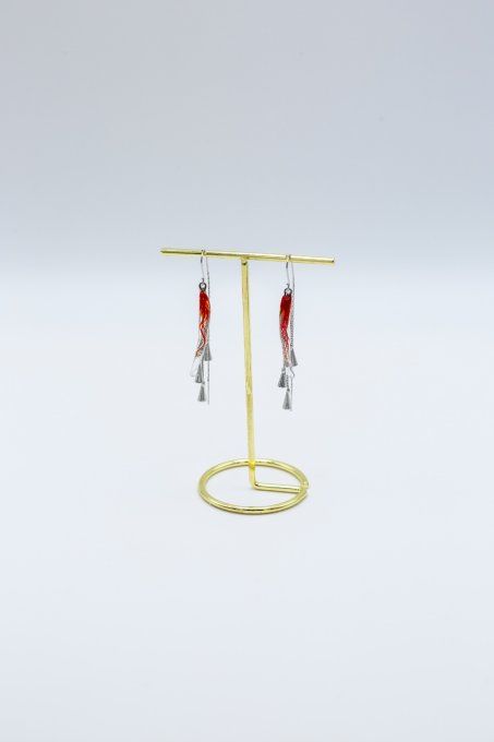 Boucles d'oreilles "Eclat de verre" rouge
