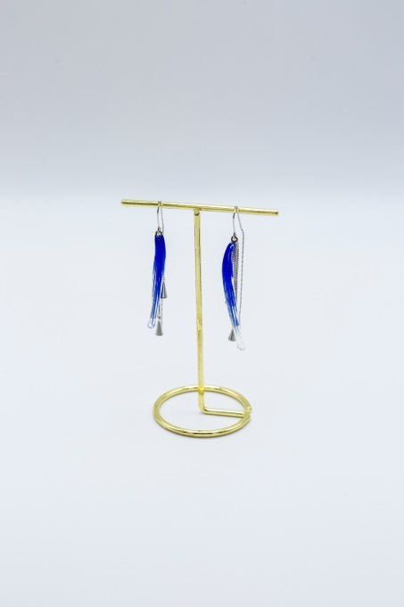 Boucles d'oreilles "Eclat de verre" bleu